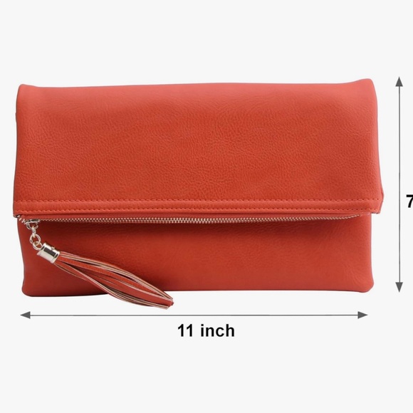 Envelope Clutch Bag foldable Crossbody Tassel Wallet , Chain Strap - Picture 1 of 6